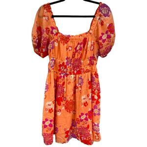BP. Womens Size M Floral Dress‎ Cottagecore Babydoll Balloon Sleeve Summer Peach